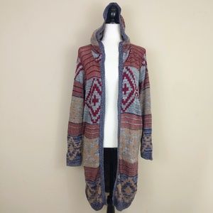 Say What NY | Aztec Print Hooded Midi Cardigan